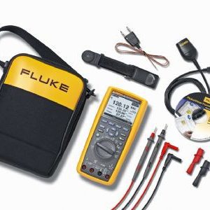Fluke 289/FVF trms industrial logging dmm with trendcapture fluke view software laid out on table